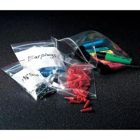 Clear zip-seal poly bags in a dispenser pack of 1000