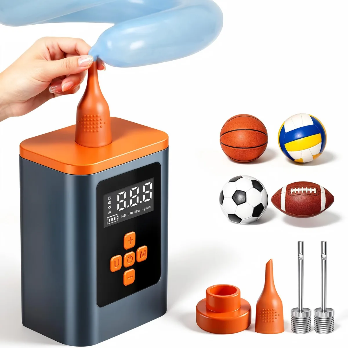  Fumxi ball pump Pink 2-in-1 electric 1800mAh 45 basketballs 300 balloons — product photo