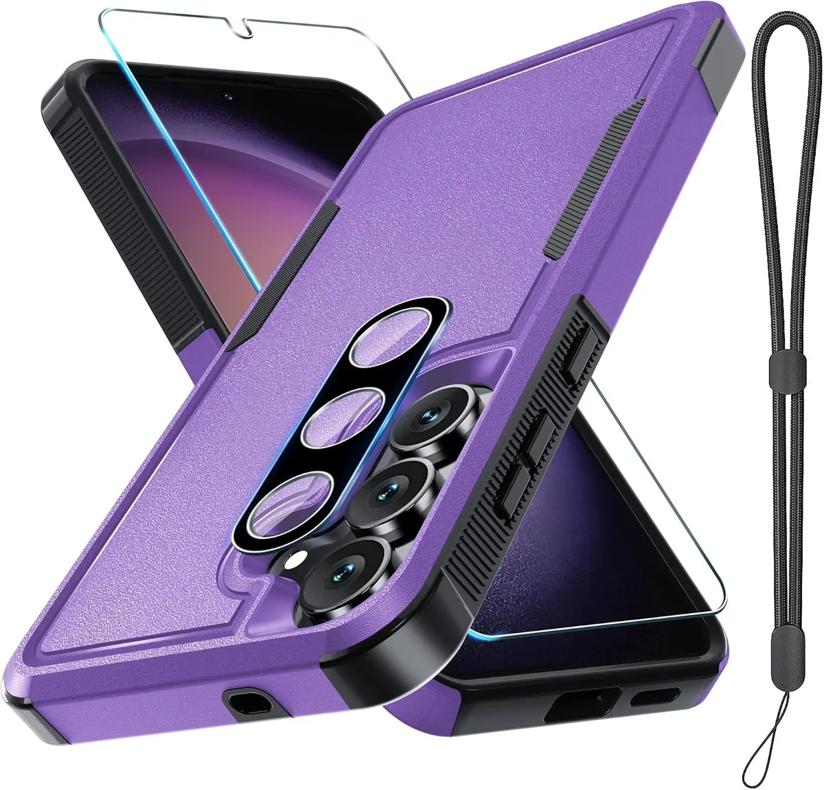 MCHOSE MCHOSE Galaxy S25 FE Case with Screen &amp; Lens Protectors, Wrist Strap, Lavender — product photo