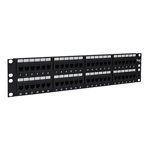 ICC ICC ICMPP48CP6 48-port Cat 6 feed-through patch panel 2U 19" rack mount — product photo