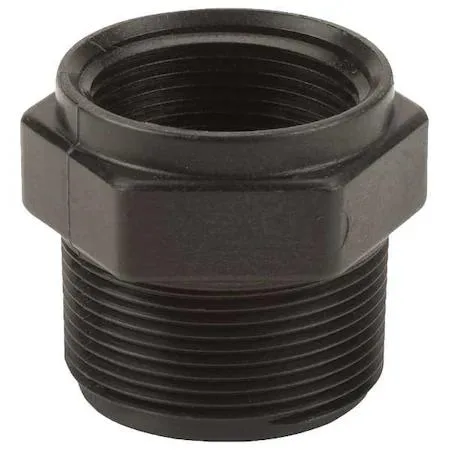 Black polypropylene reducing bushing with threaded ends