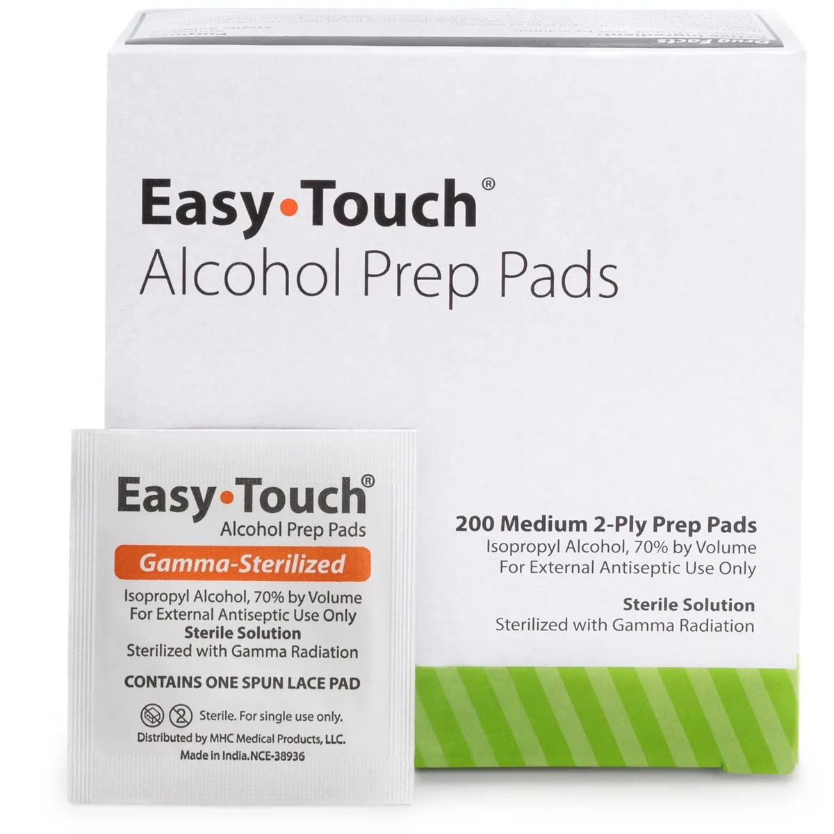 Box of 200 individually wrapped alcohol prep pads