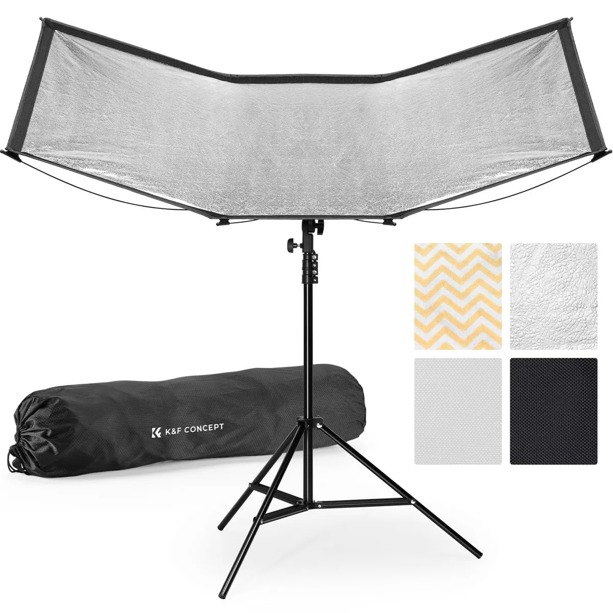  K&amp;F CONCEPT 48"x26" Curved Reflector with Stand Quick-Open 4-in-1 — product photo