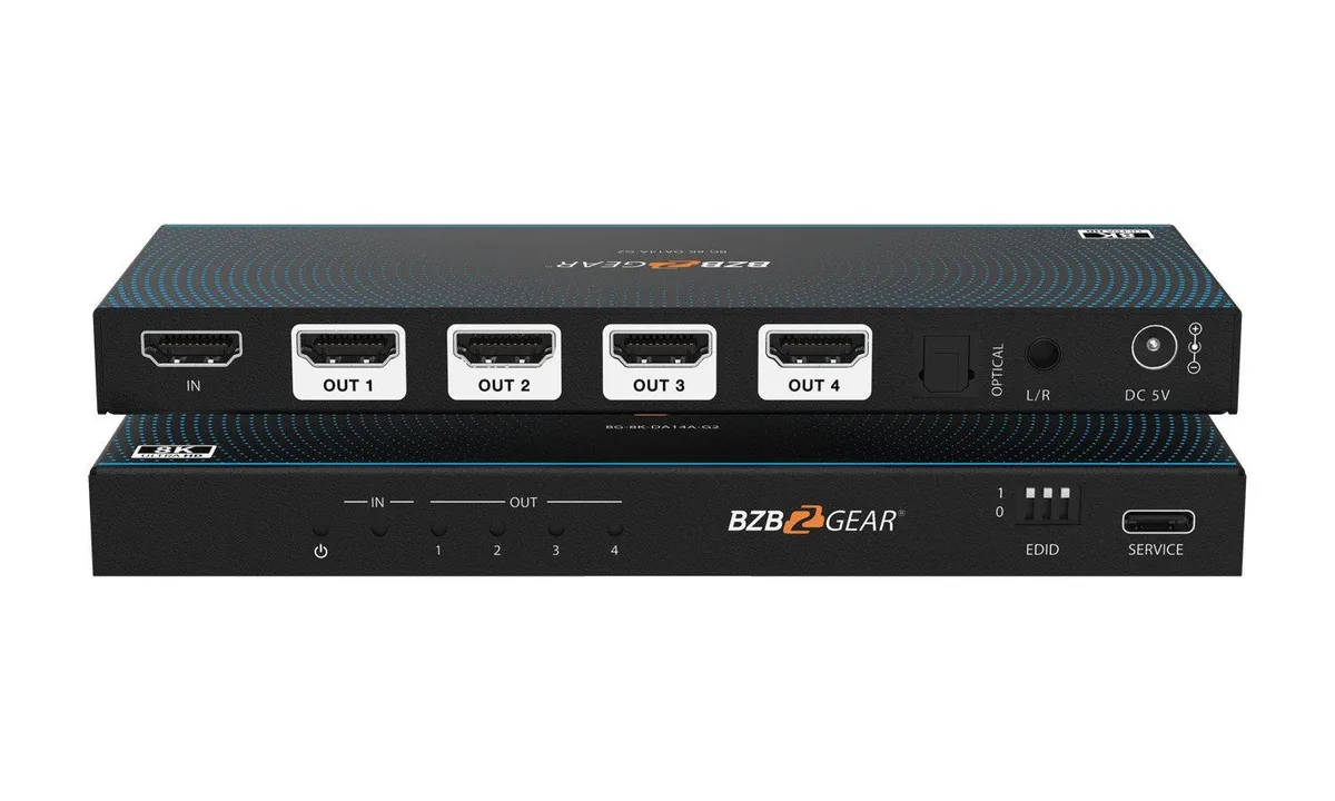BZBGEAR BZBGEAR BG-8K-DA14A-G2 1x4 HDMI 2.1 Splitter 48Gbps Audio — product photo