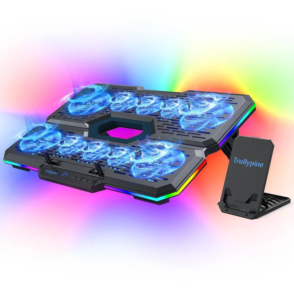  Trullypine Laptop Cooling Pad 10 Fans RGB 12"-17" 15.5x11x1.2" 903g — product photo