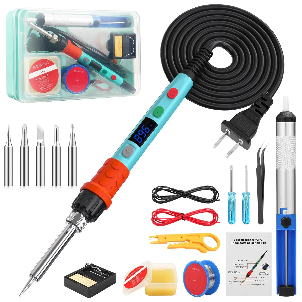 KEHIPI KEHIPI 90W 110V LED Digital Soldering Kit Blue — product photo