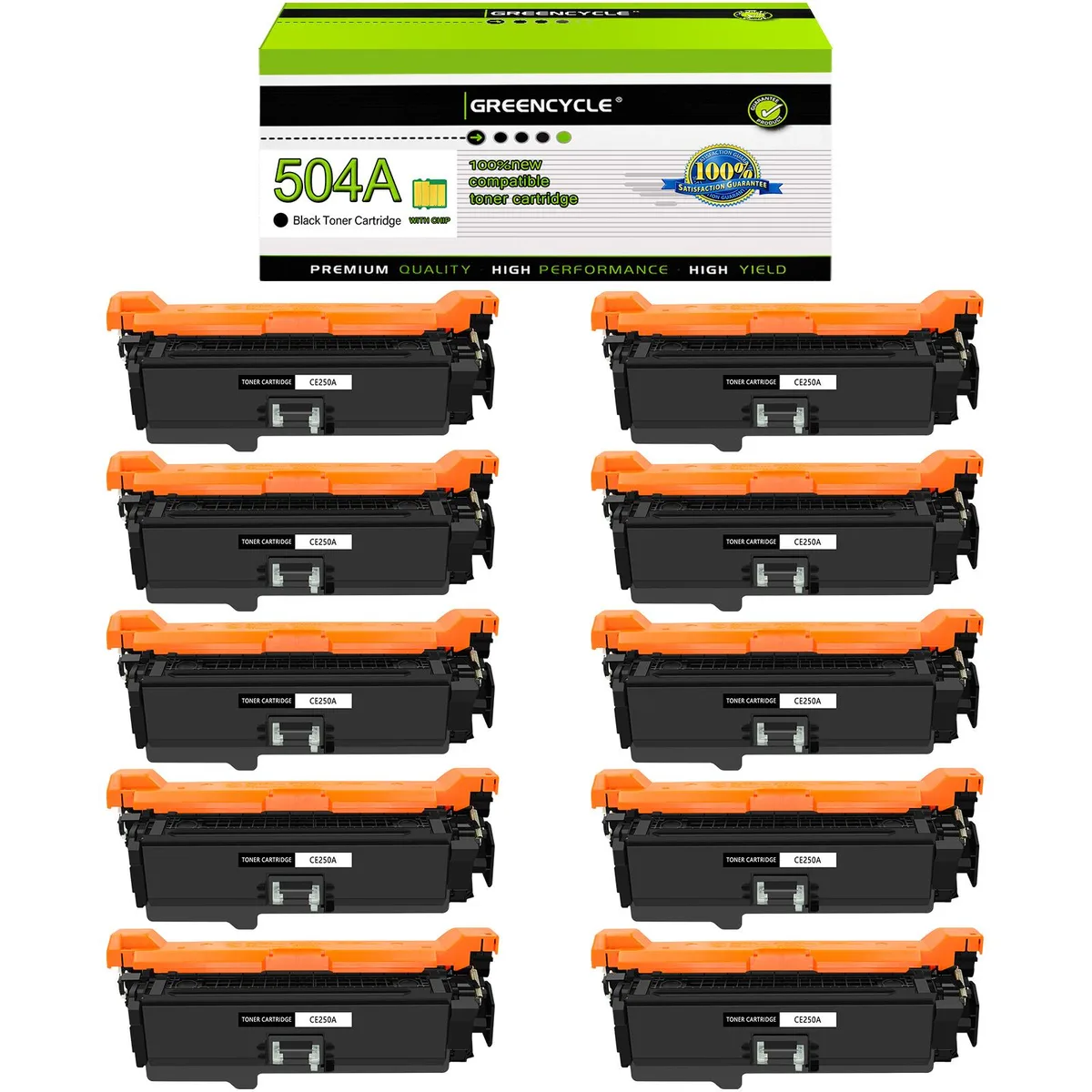 GREENCYCLE GREENCYCLE 10 Pack 504A CE250A Black Toner Cartridge — product photo