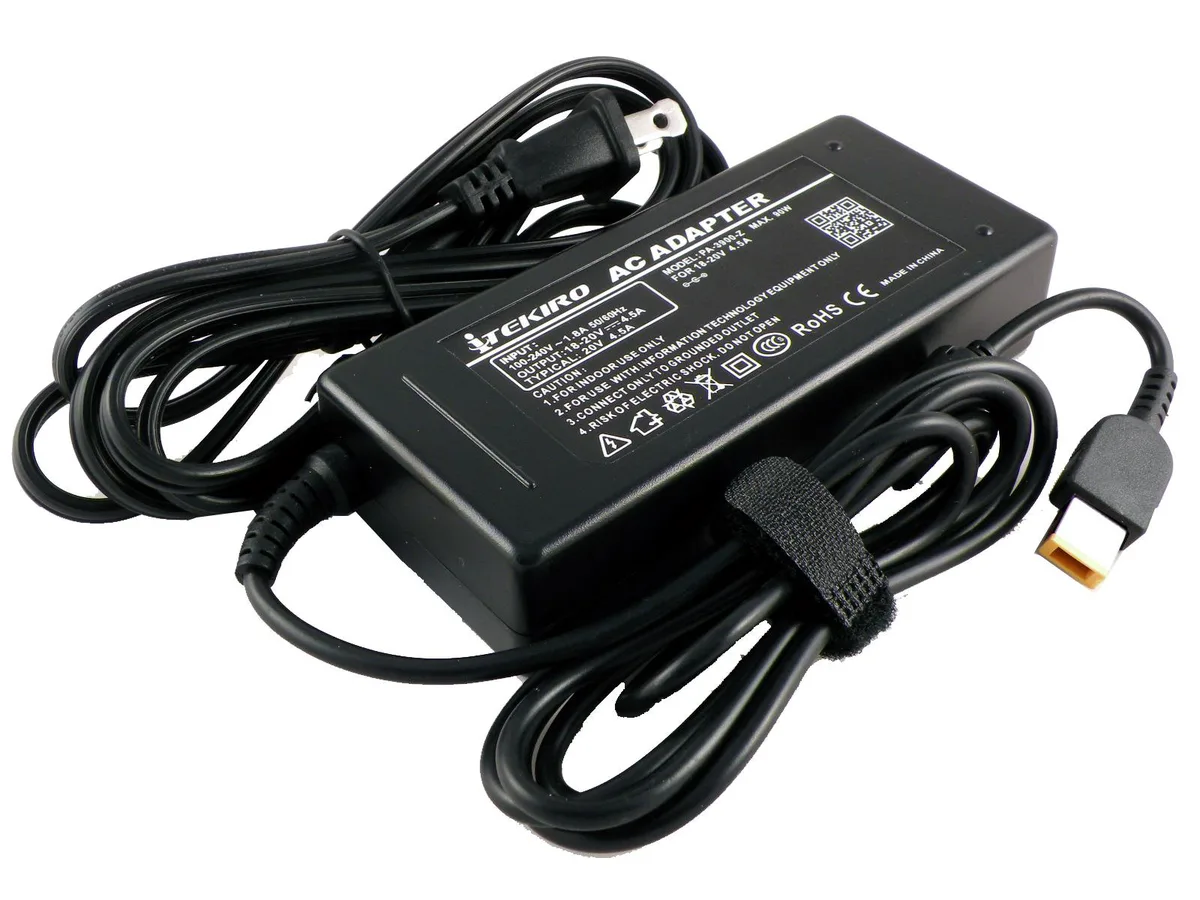 Black rectangular laptop power brick with 6 ft cord