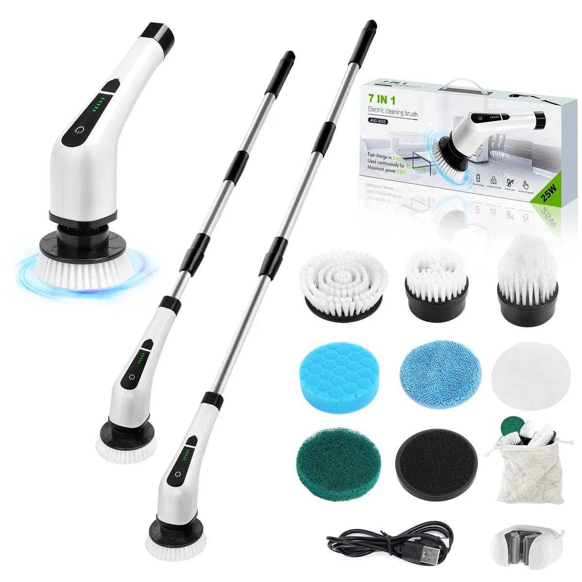  Metra Electric Spin Scrubber 420RPM 7 Heads Cleaning Kit — product photo