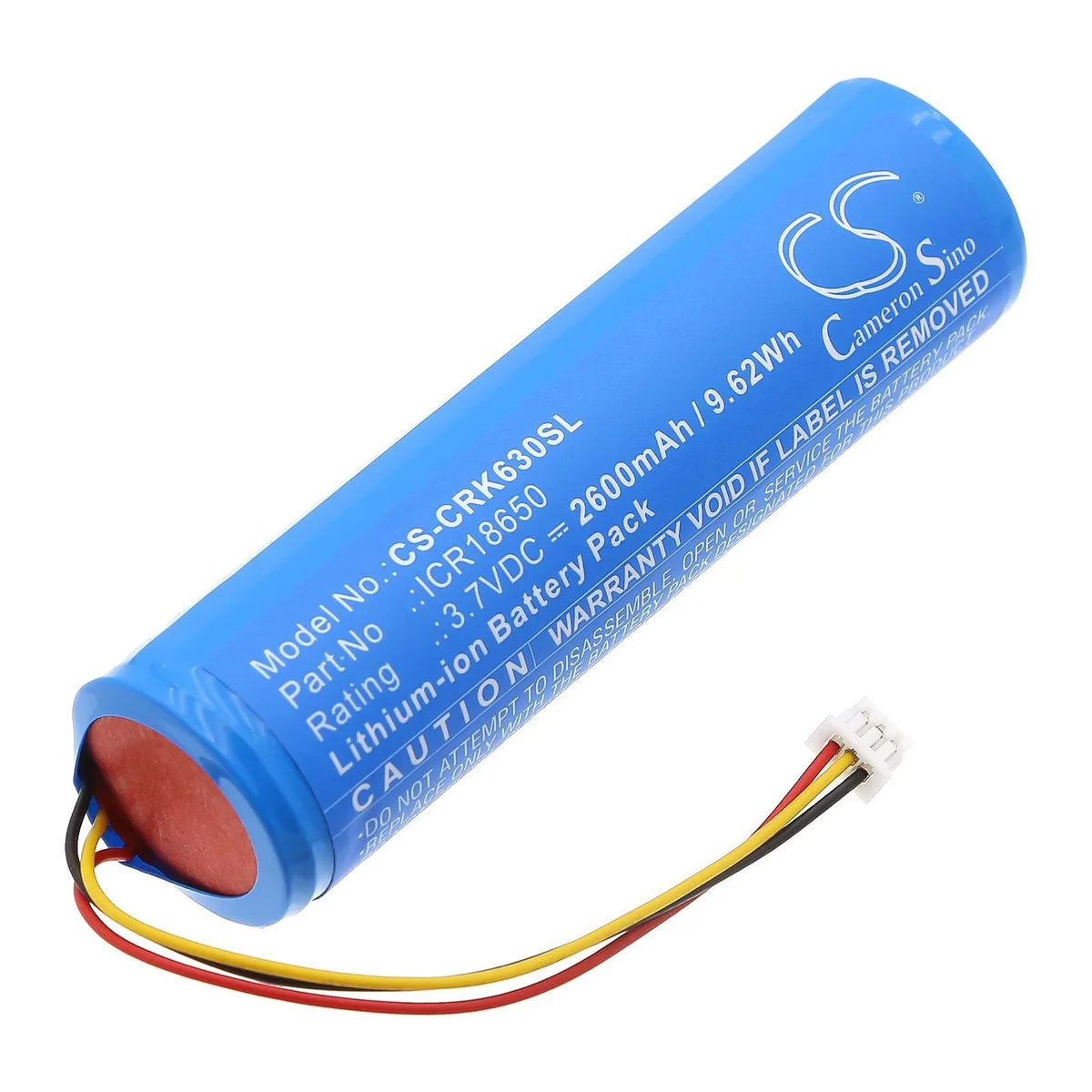 Rectangular black battery pack with connector cable