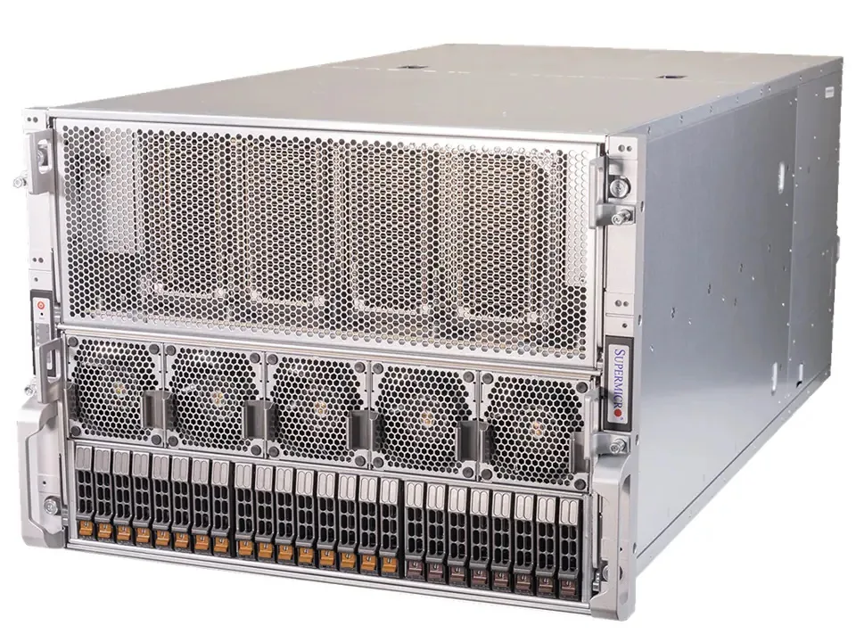 Supermicro Supermicro 8601135455 rack server Dual AMD Genoa 9474F 48-Core 2304 GB DDR5 960 GB NVMe 8 H200 141 GB — product photo
