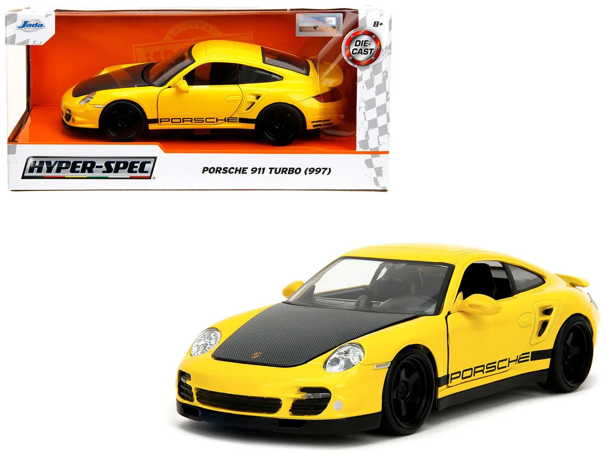 Jada Jada 35493 1:24 2007 Porsche 911 Turbo 997 Yellow Hobby Collectible — product photo