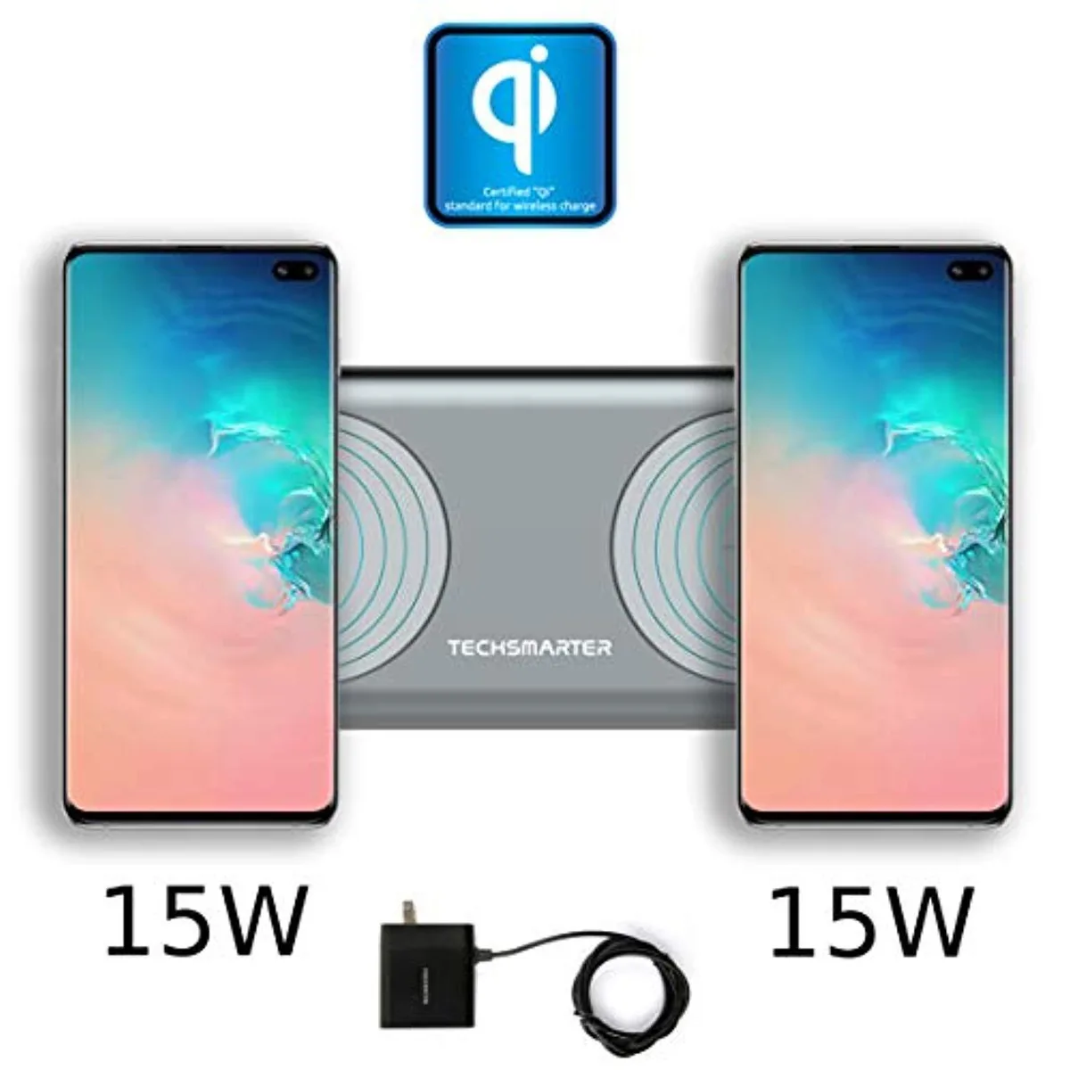 Techsmarter Techsmarter 30W Dual Wireless Charger Pad Grey — product photo