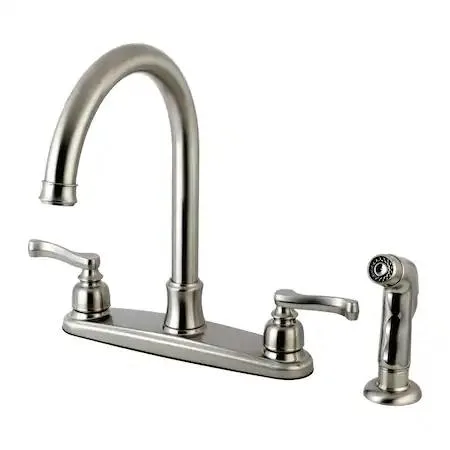 Royale brushed nickel centerset kitchen faucet with side sprayer