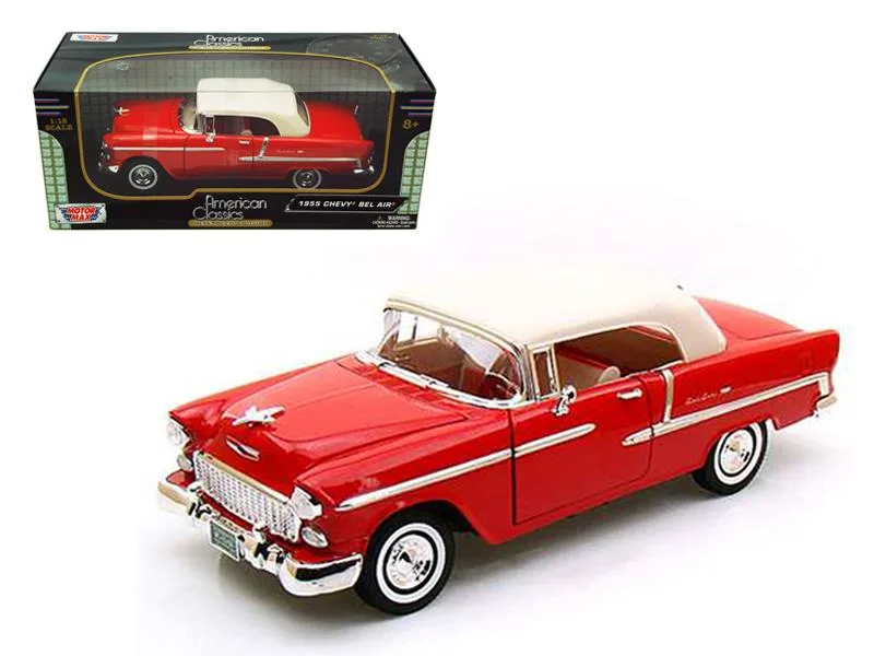 MOTORMAX MOTORMAX 1955 Chevrolet Bel Air Convertible Soft Top Red 1/18 Diecast Vehicle — product photo