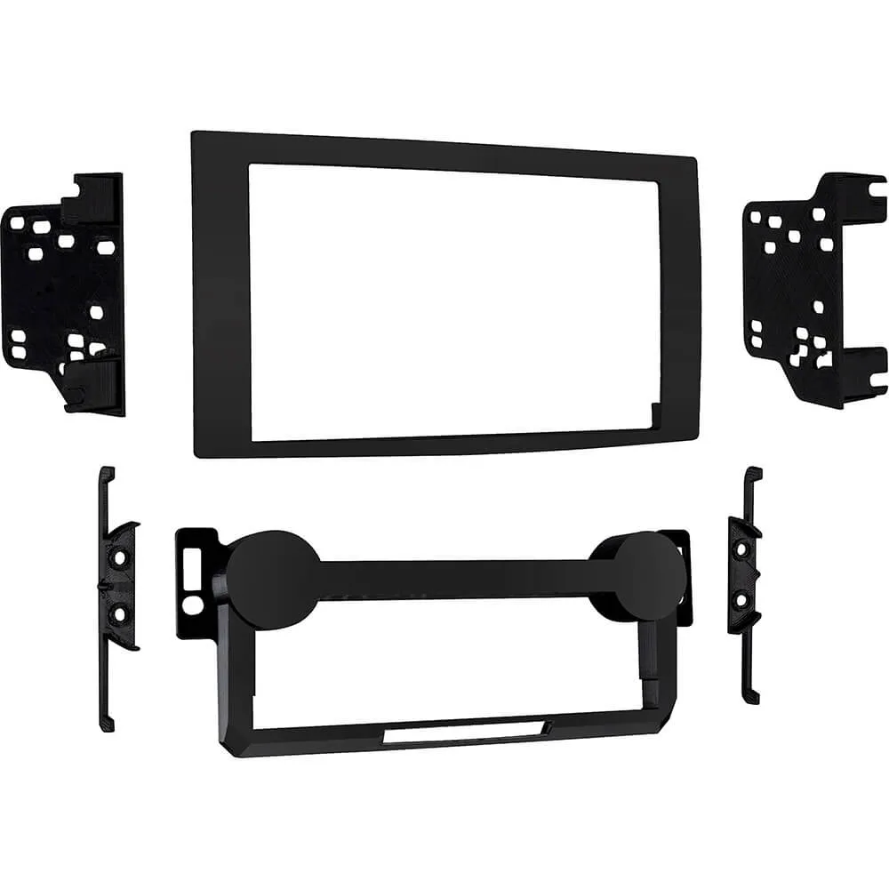 Black matte Double DIN dash kit with trim panel and brackets