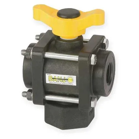 Banjo Banjo V075BL 3/4" FNPT Polypropylene 3-Way Ball Valve Inline — product photo