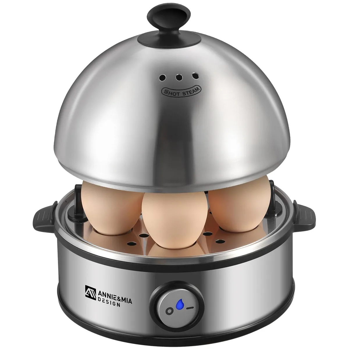 Stainless steel electric egg steamer with 7 egg capacity