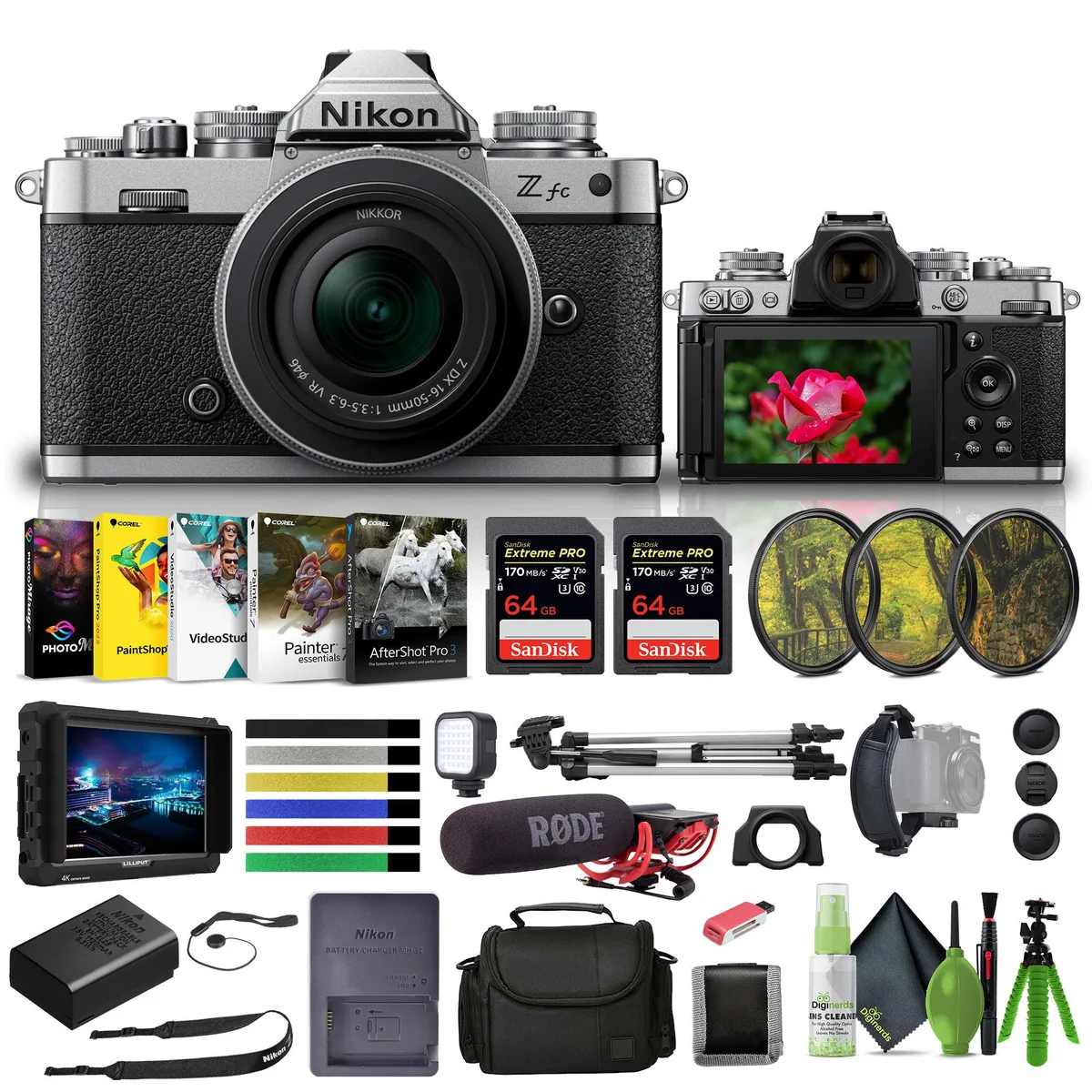Nikon Inc Nikon Zfc Mirrorless Camera Kit Silver 16-50mm 4K Monitor Rode Mic — product photo