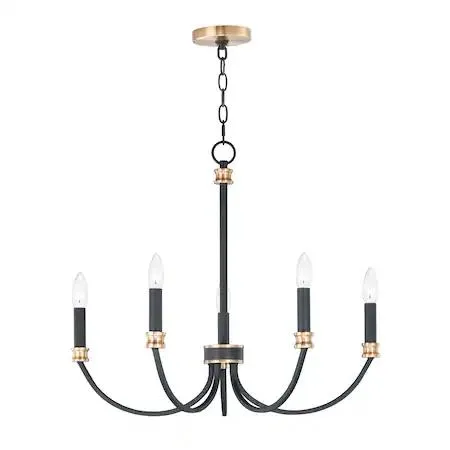 Maxim Maxim Charlton 5-Light 26" Chandelier Black / Antique Brass — product photo
