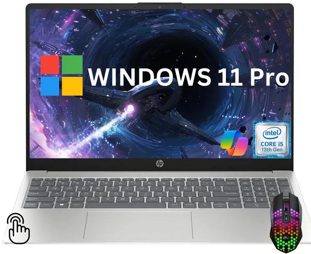 HP HP 15.6" FHD Touchscreen Laptop i5-1334U 16GB 512GB Windows 11 Pro Silver — product photo