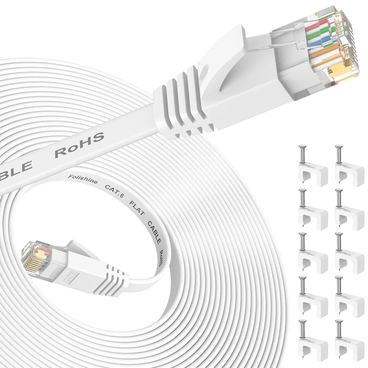 Folishine CAT6 Ethernet Cable 25 ft White — product photo