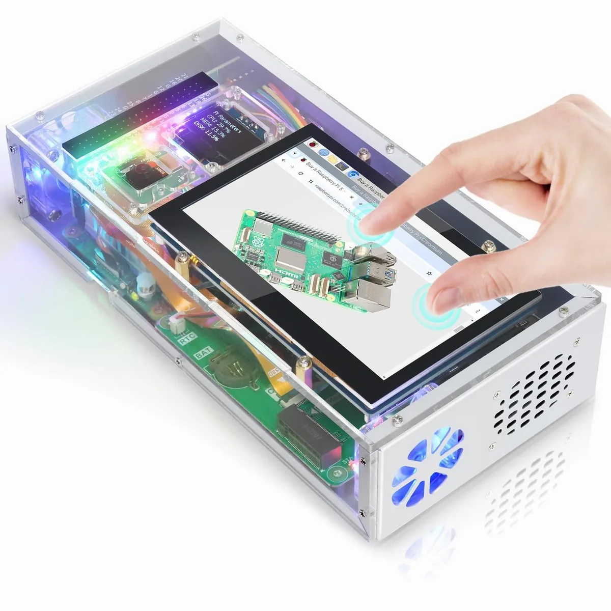 Batianda Batianda Raspberry Pi 5 Case Kit 4.3" Touchscreen 5 MP Camera 0.96" OLED M.2 NVMe Slot 1231 MB/s — product photo