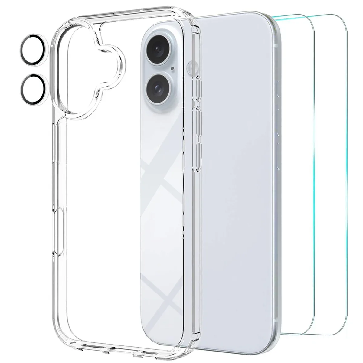  FanTEK CAIP16CP01CL Clear Case for iPhone 16 6.1 Inch with 2 Screen Protectors and 1 Camera Lens Protector — product photo