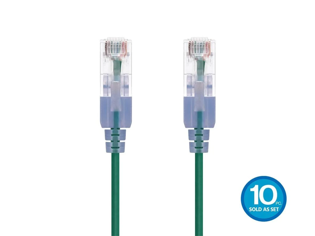 Monoprice Inc. Monoprice 116320 Cat6A Ethernet Cable 3ft Green 10-Pack 30AWG SlimRun — product photo