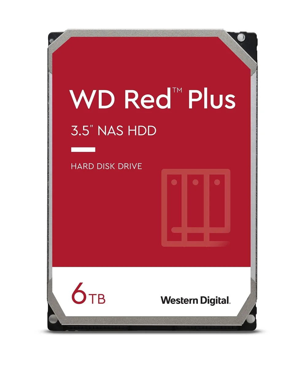 Western Digital Western Digital 6 TB Red Plus 3.5" 5400 RPM 64 MB Cache 2 in 1 accessory — product photo