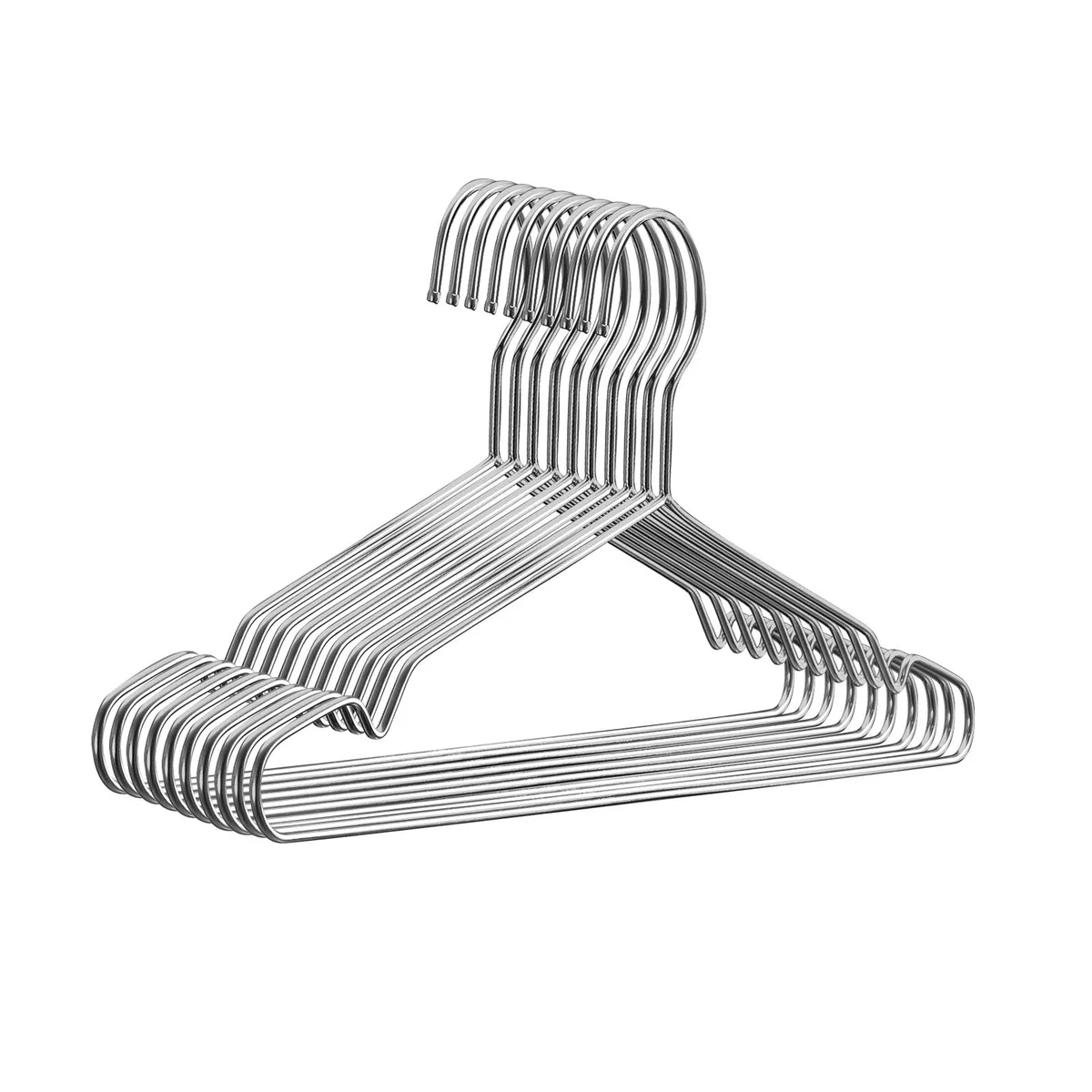 Ten stainless steel wire coat hangers 16.5 inch thin profile