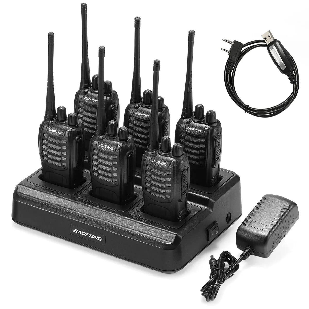  BAOFENG BF-888S radio 6-pack 16 CH 1500mAh 6-way charger — product photo