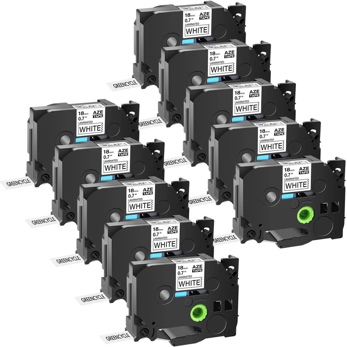 GREENCYCLE GREENCYCLE AZE-241 label 10 pack 18mm black on white — product photo