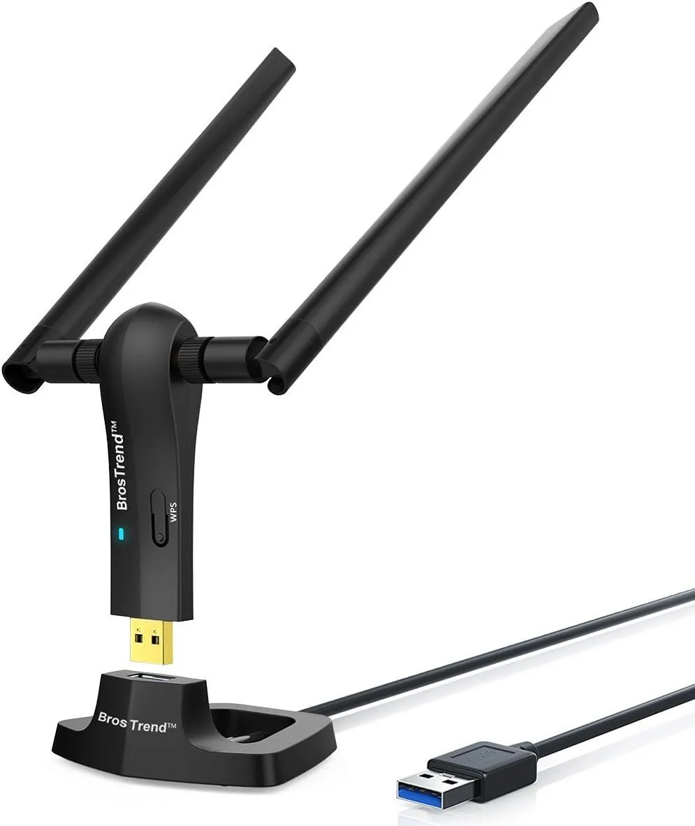 GCROWN GCROWN 1200Mbps Dual Band USB 3.0 Wi-Fi Adapter with 2×5dBi Antennas &amp; Cradle — product photo