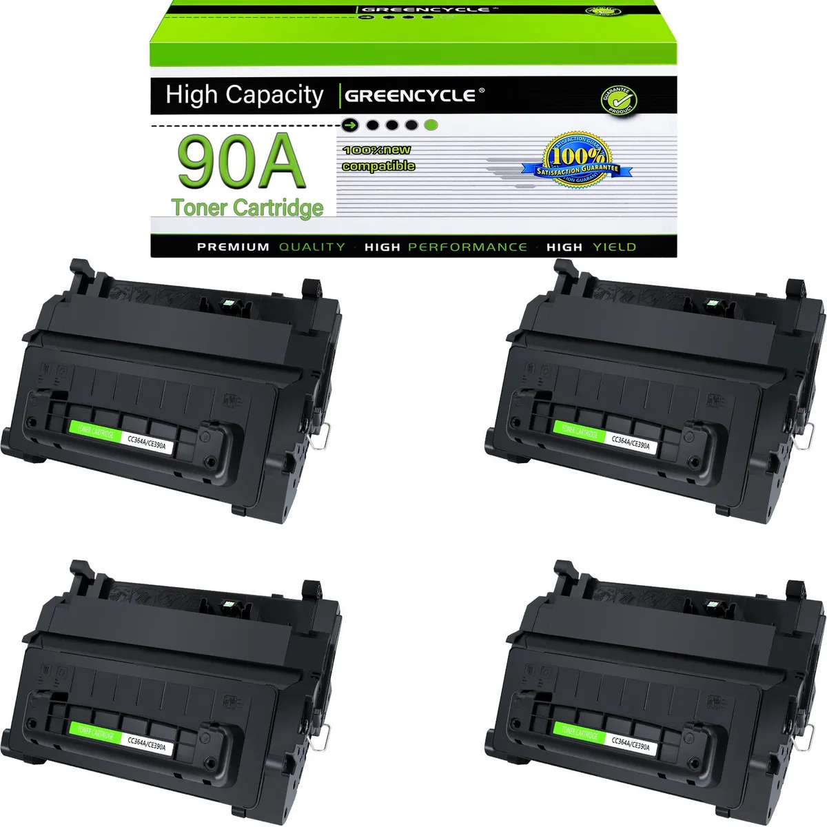 GREENCYCLE GREENCYCLE CE390A 90A toner cartridge 4 pack black 10000 pages — product photo