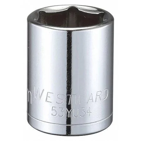 Chrome-finished 22 mm 6-point socket with 1/2 inch drive