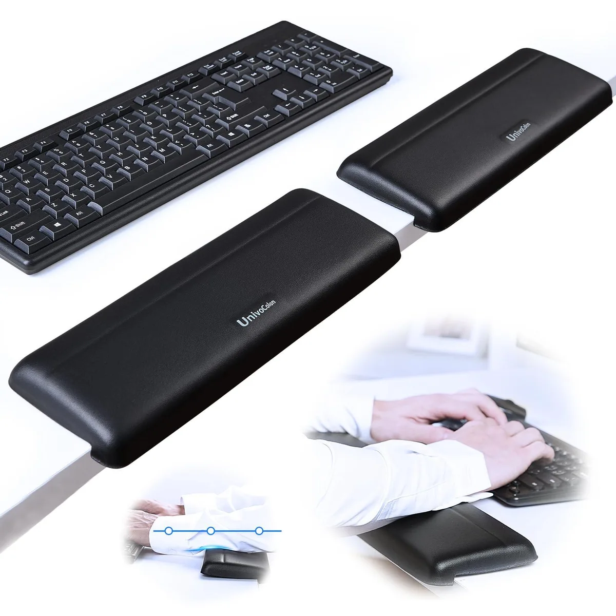  Univo Colors DE92cUS L-Shaped Desk Edge Cushion 11.8 x 3.9 inch 2-Piece Set Black — product photo
