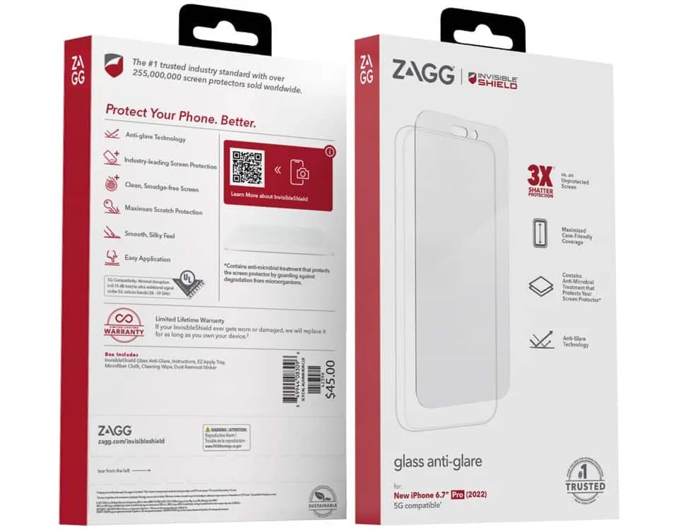 ZAGG ZAGG Invisible Shield Glass Screen Protector Anti-Glare iPhone 14 Pro Max — product photo