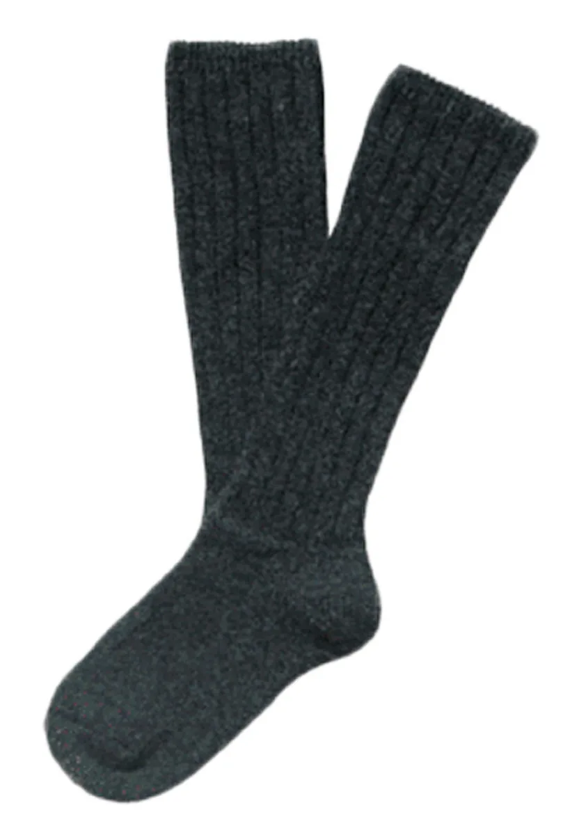 A pair of gray knee-high socks for ages 0-2 years
