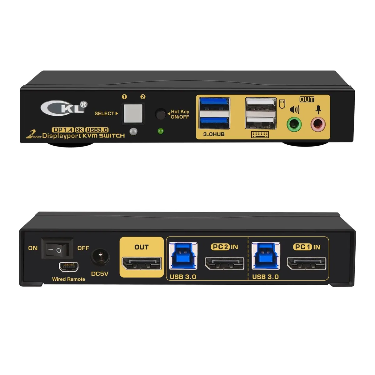 Vszerda Vszerda CKL-62DP-4 2-Port DisplayPort 1.4 KVM Switch 8K@30Hz 4K@144Hz USB 3.0 — product photo