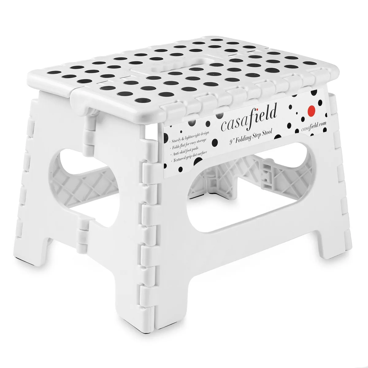 Casafield Casafield 9" Folding Step Stool with Handle, White — product photo