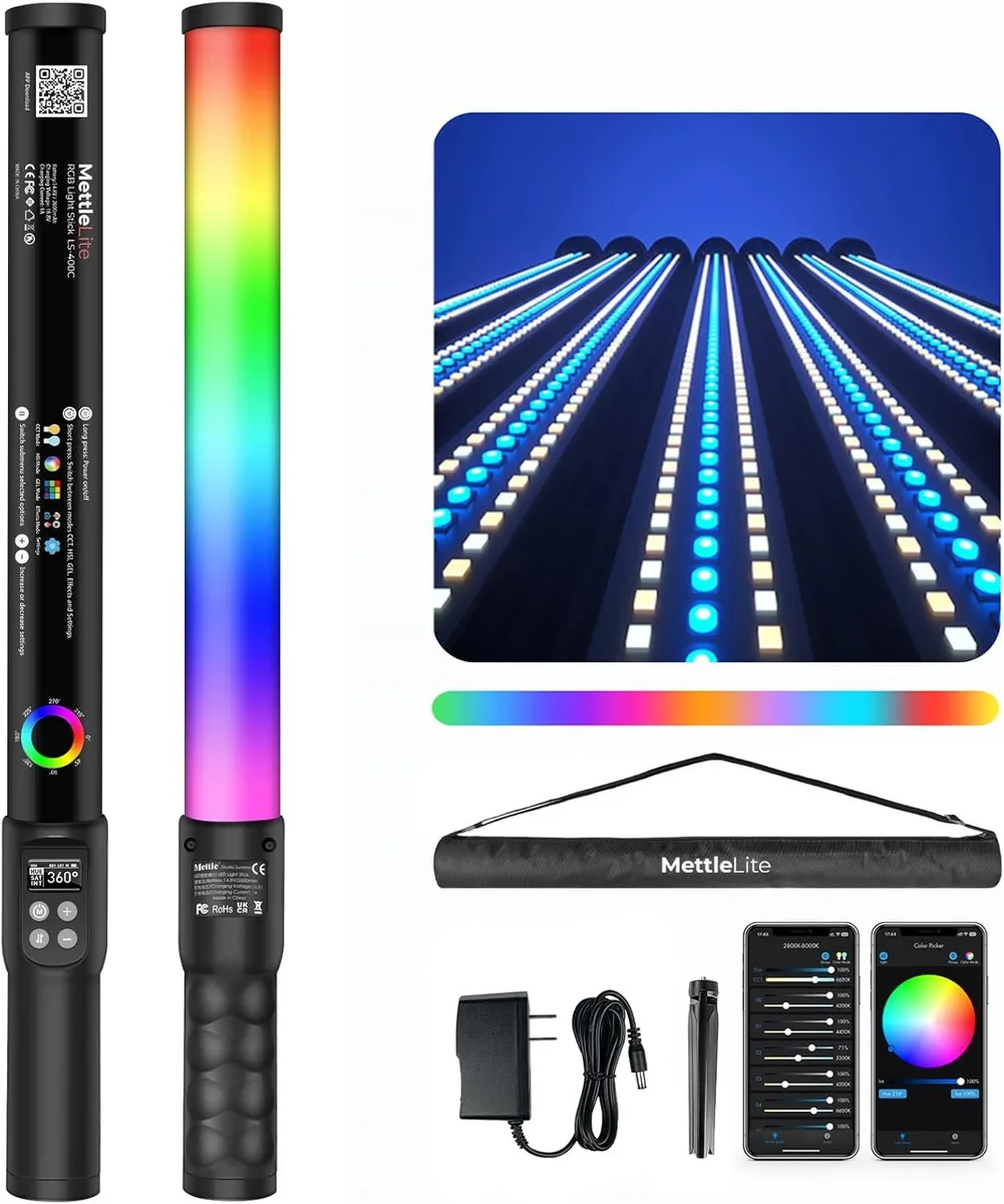 WUQ WUQ LS400C RGB LED Light Stick 2ft 2800K-8000K CRI95+ TLCI96+ APP Control Built-in Battery — product photo
