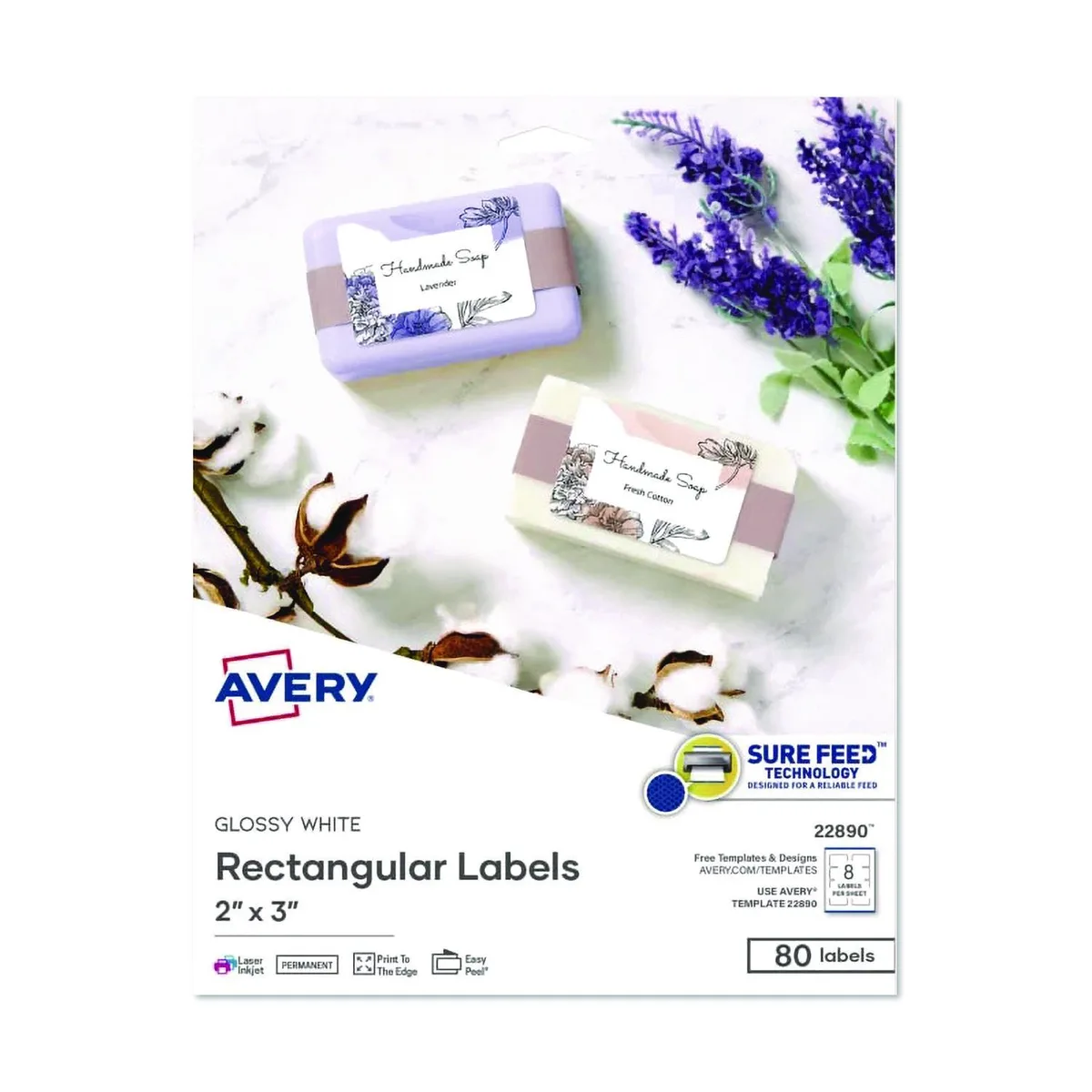 Avery Avery 22890 Print to the Edge Labels 2"x3" Glossy White 10 Sheets — product photo