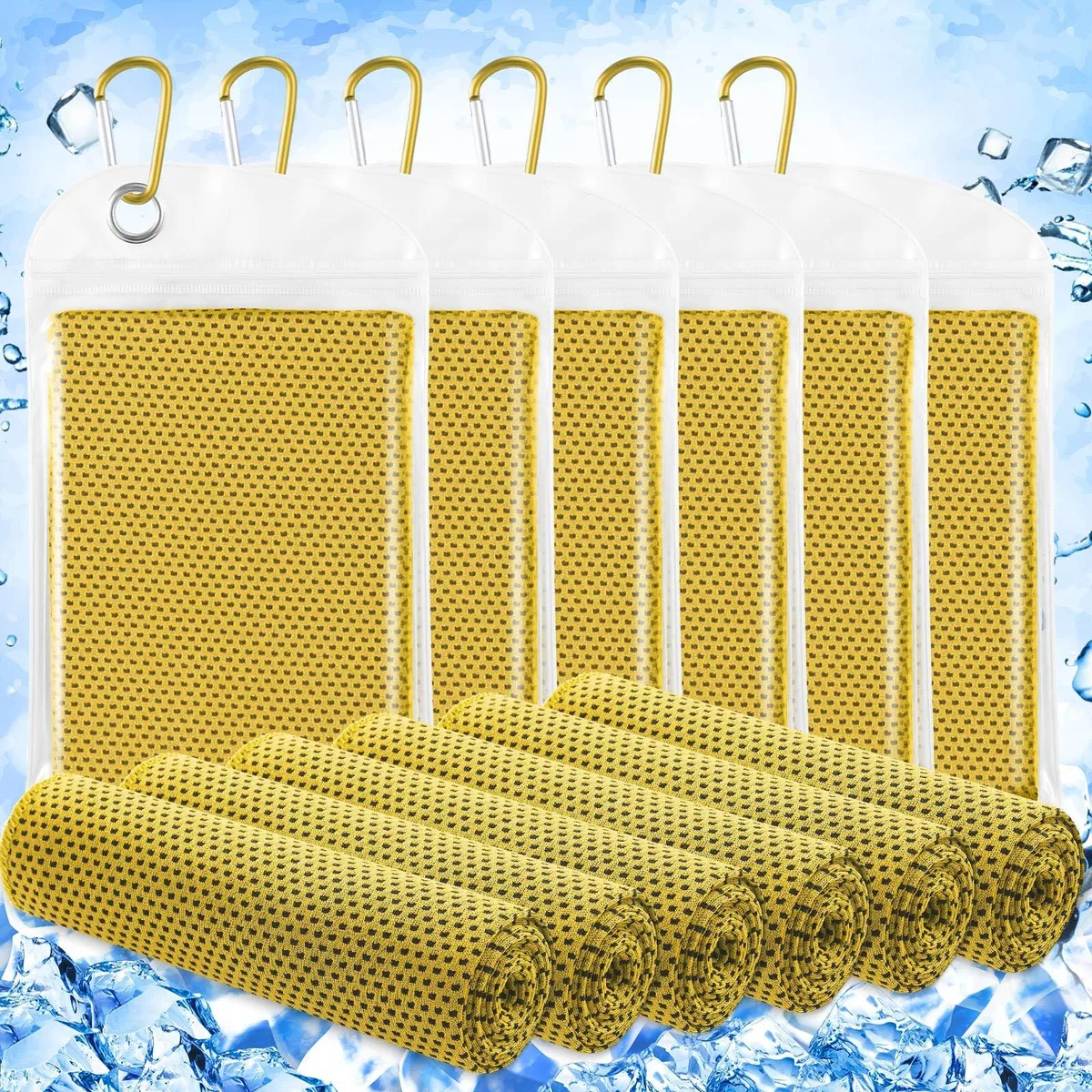 Lavish Home Cooling Towels 6 Pack 40" x 12" Yellow — product photo