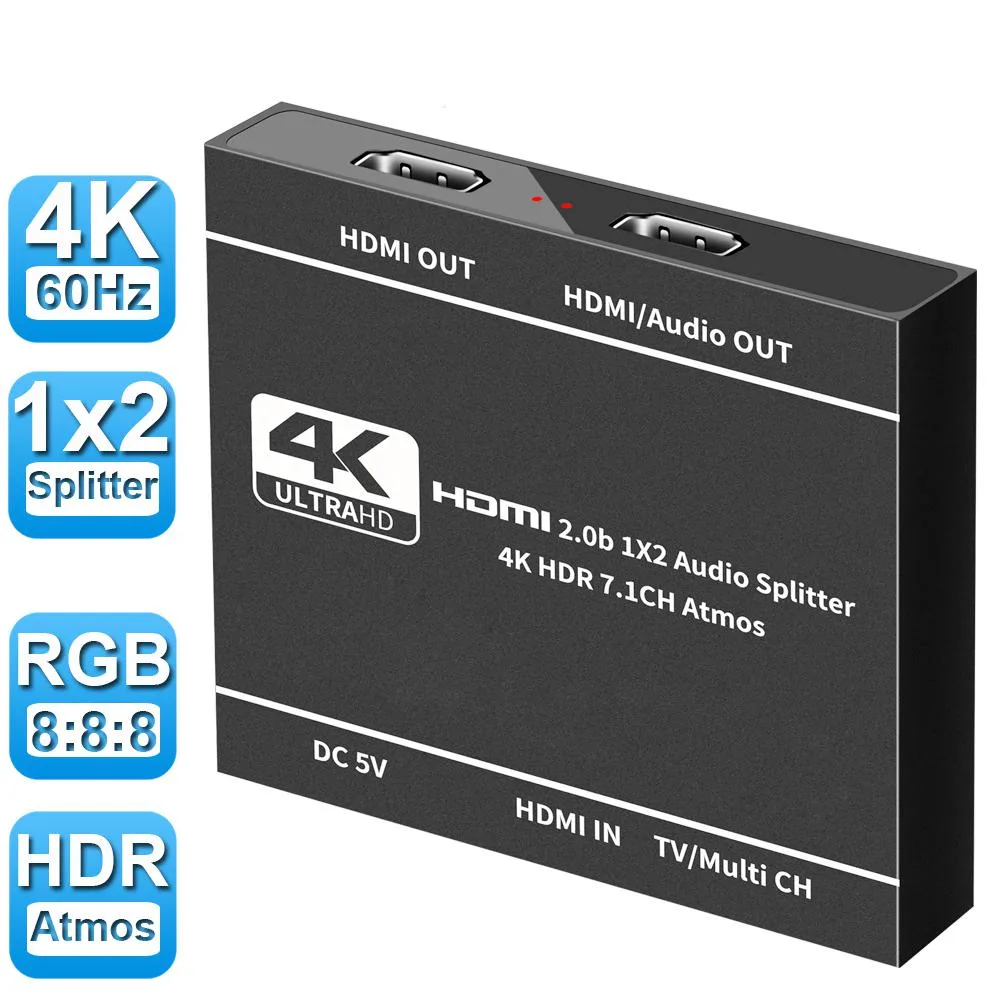 Jansicotek Jansicotek OZF12C HDMI Splitter 1×2 4K@60Hz audio — product photo