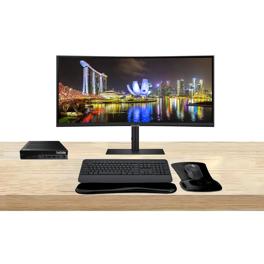 Lenovo Lenovo ThinkStation P3 Tiny i9-14900 32GB 1TB T1000 8GB DDR6 + ViewFinity S95UC 49 5120x1440 120Hz + MK650 — product photo
