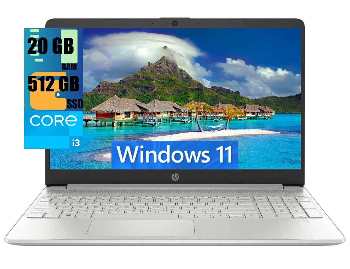 HP HP 15 Laptop 15.6" HD Touchscreen Core i3-1215U 20GB 512GB SSD Windows 11 Silver — product photo