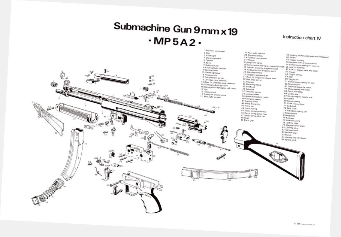 Western Graphic Western Graphic Submachine Gun Exploded Chart Poster 24x36in — product photo