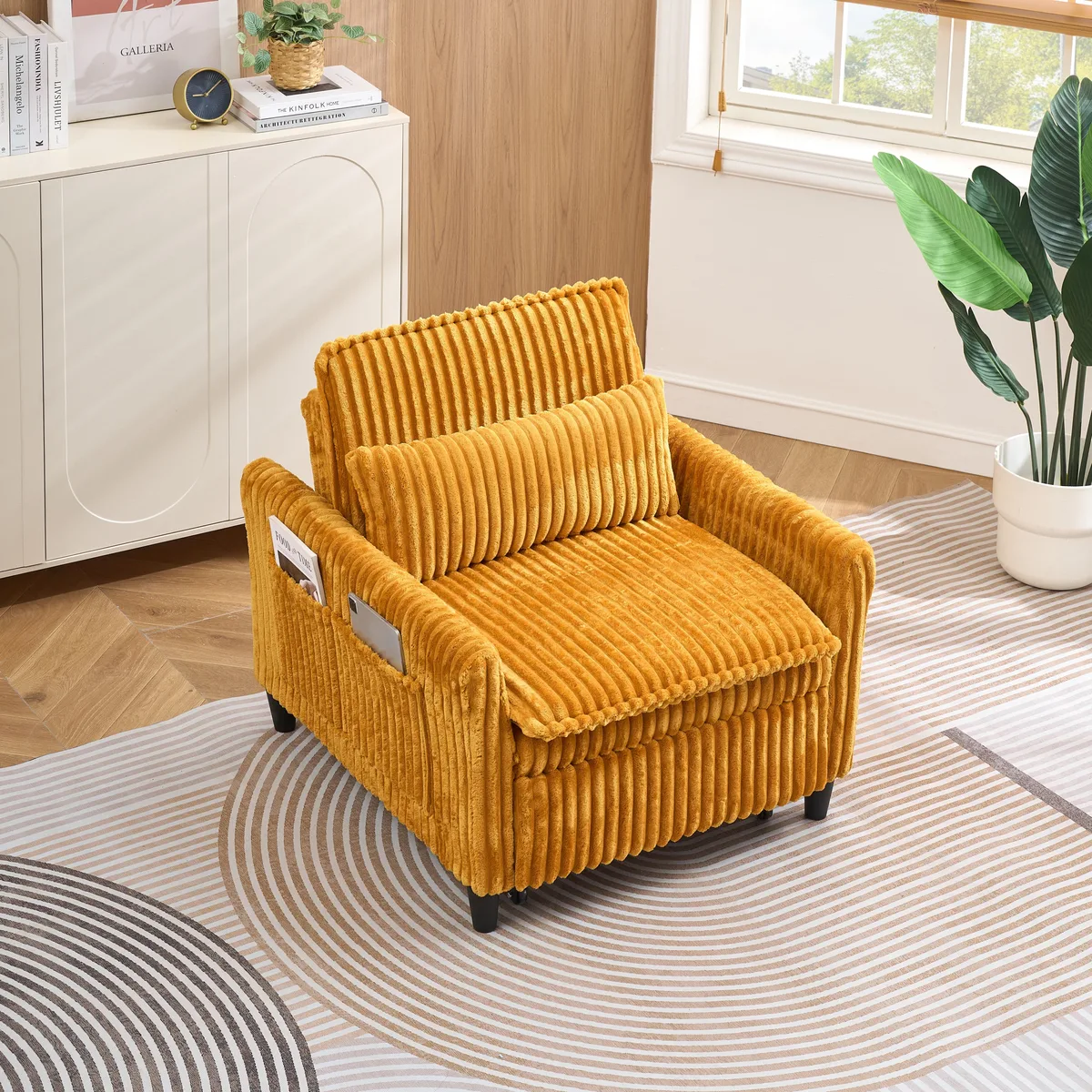 tuphen tuphen Yellow Corduroy Single Sofa — product photo