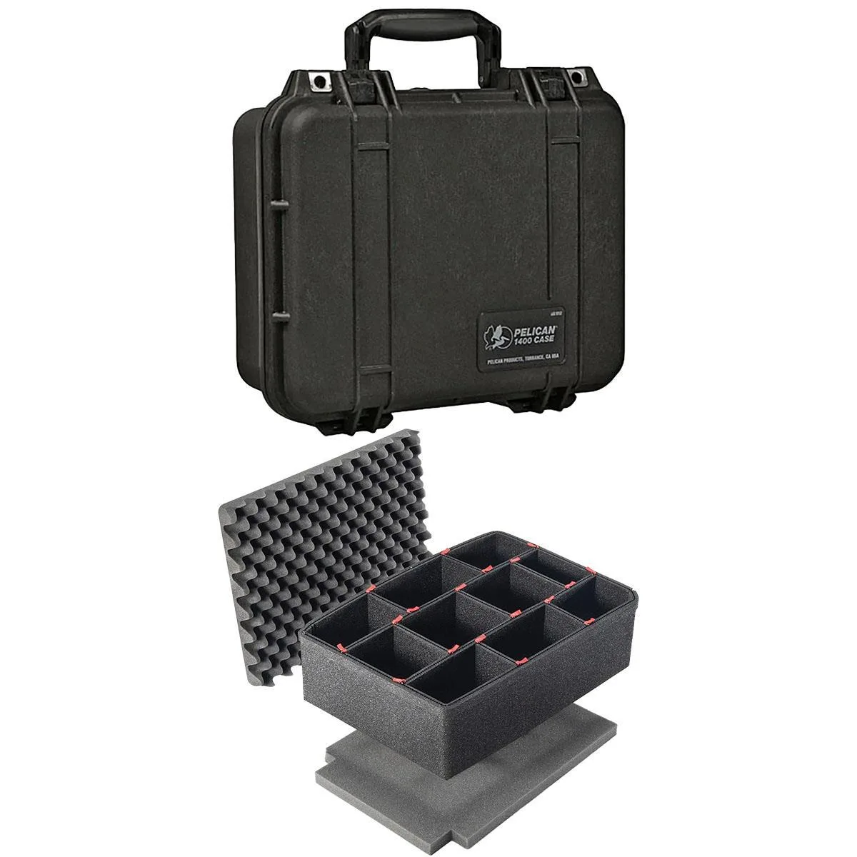 Pelican Products, Inc. Pelican 1400 Watertight Hard Case with Foam Insert and Divider Kit, Black — product photo
